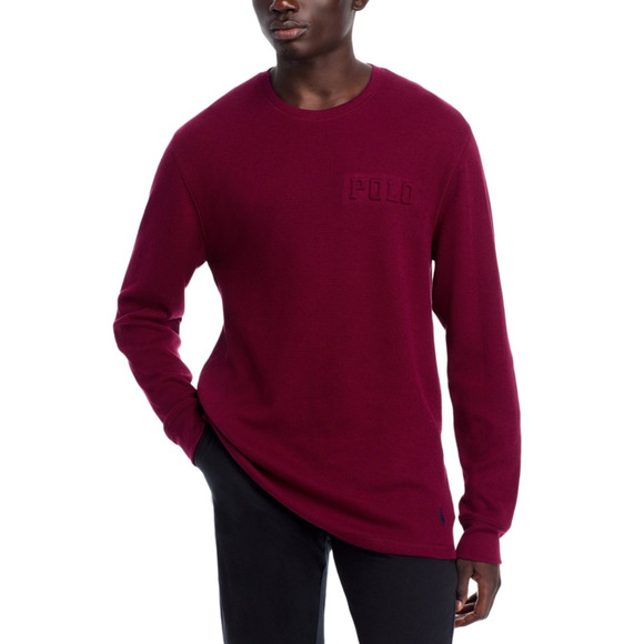 Polo Ralph Lauren Men Waffle Crew Pajama Shirt Wine Size M - Picture 1 of 1